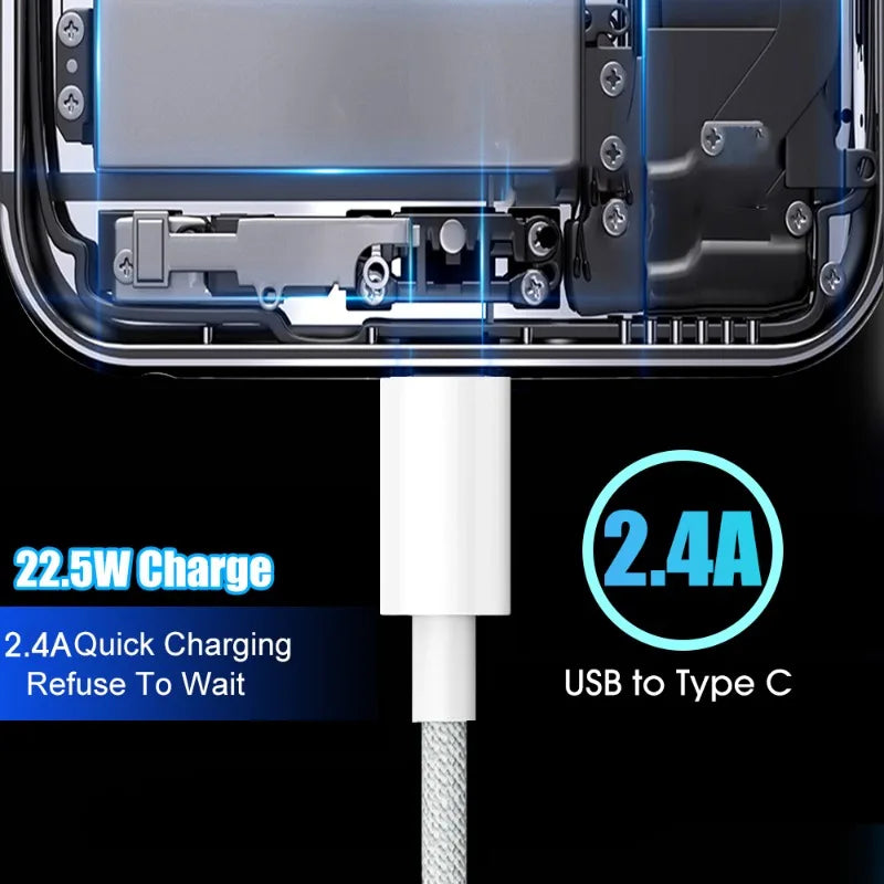 Original For APPLE iPhone 15 16 Pro MAX Plus Carplay Cable USB C Mobile Phone Fast Charging Nylon Braided Cables For Car Play