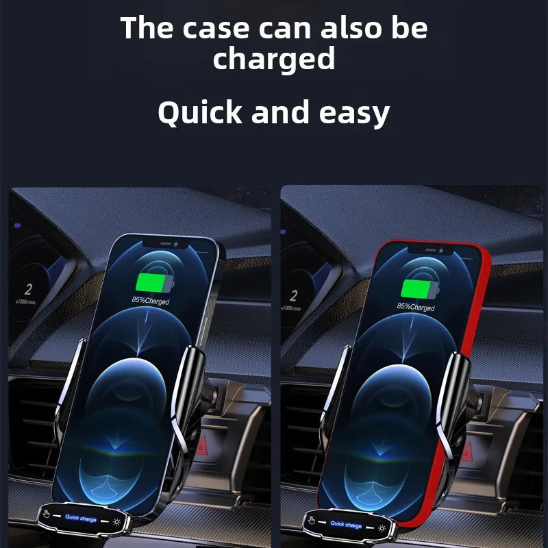 Wireless Charger Car Mount Cell Phone Holder Mobile Support For Car Holder Automotive Electric Induction Auto Clamping For Phone