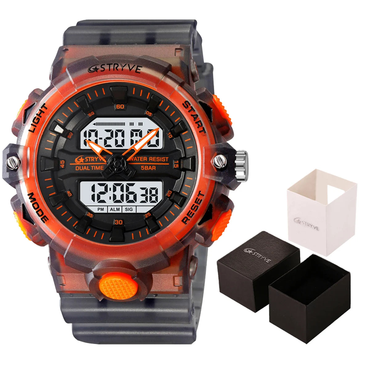 New STRYVE Watch 8028 Digital-Analog Dual Movement Good Quality Men's Watches  5ATM Waterproof Watches Fashion Luminous Calendar