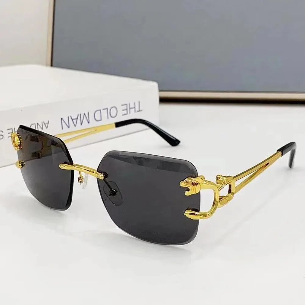 Rimless Vintage Sunglasses for Women Luxury Oversized Fashion Glasses Pilot Gradient Outdoor Shades Sun Glasses Gafas De Sol