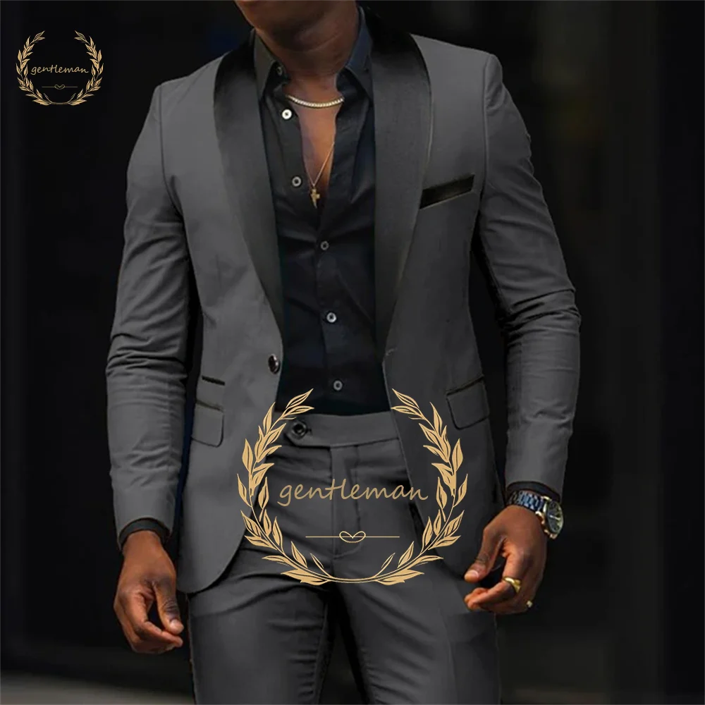 Men's black and red shawl one button suit, men's elegant slim fashion suit custom party cocktail casual tuxedo