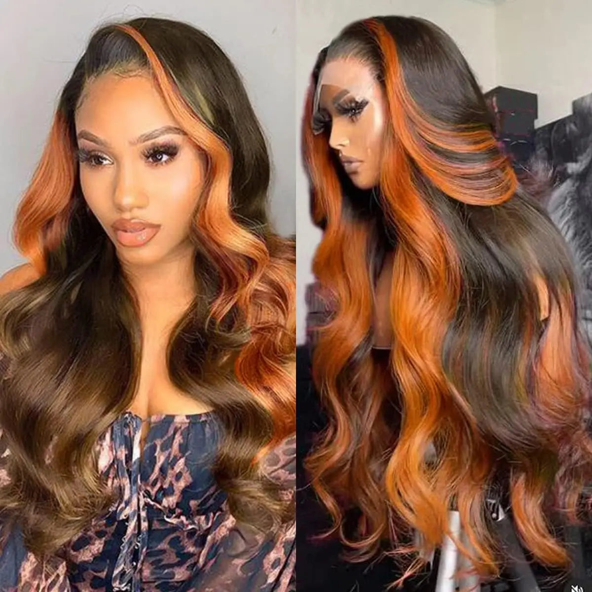 13X6 Lace Front Wig Highlight Black with Red Blonde Wig Synthetic 13x4 Lace Front Wigs Pre Plucked With Hairline Women's Wig