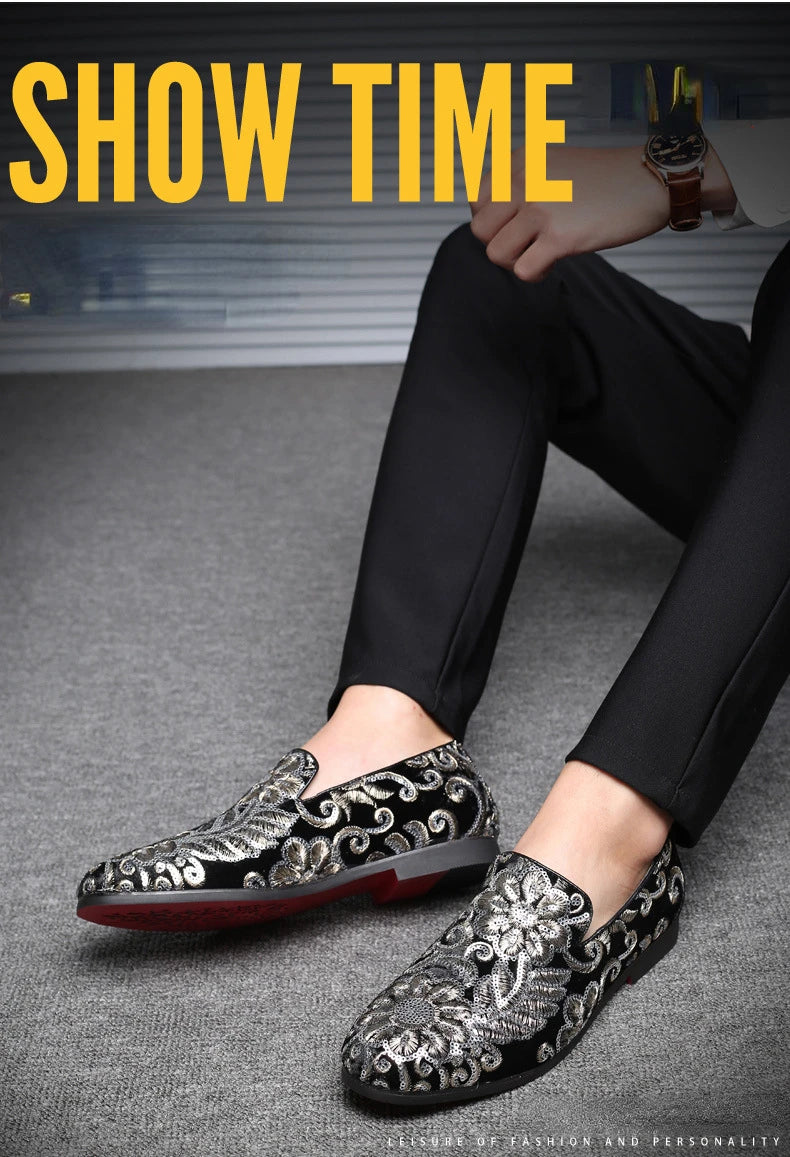 Designer Men's Dress Shoes Luxury Embroidery Men Loafers Italian Brand Wedding Shoes Fashion Party Shoes for Men Oxford Shoe New