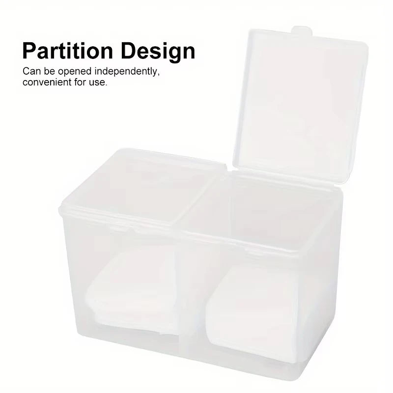1Pc Nail Storage Box Double Grille Dust Proof Belt Cover Cotton Sheet Napkin Storage Box Nail Accessories Finishing