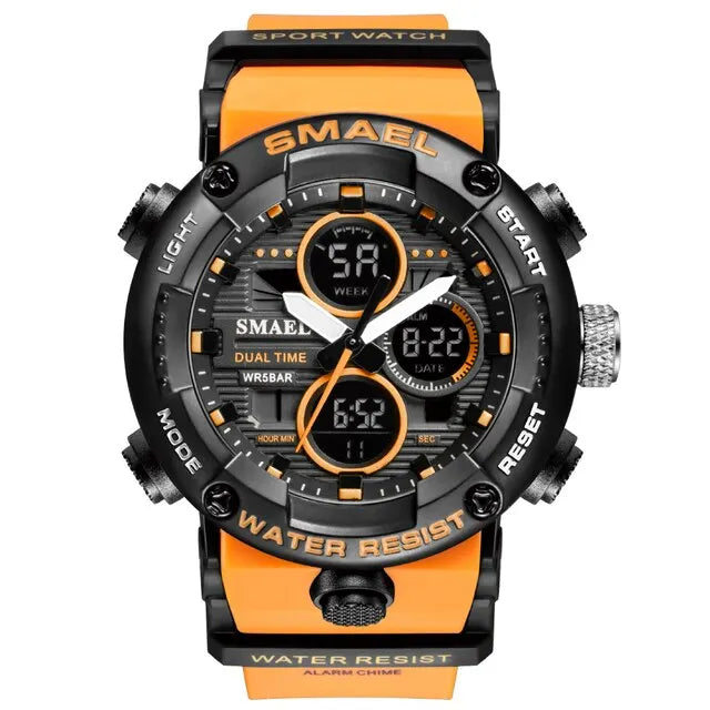 SMAEL Watch Men Waterproof LED Digital Watches Stopwatch Big Dial Clock For Male 8038 Sport Men Watches Quartz