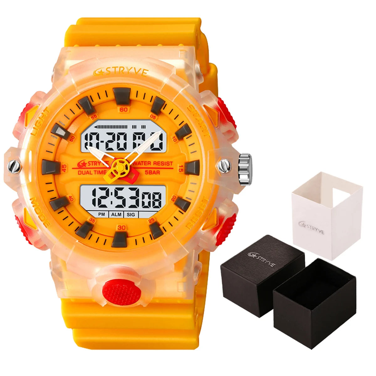 New STRYVE Watch 8028 Digital-Analog Dual Movement Good Quality Men's Watches  5ATM Waterproof Watches Fashion Luminous Calendar