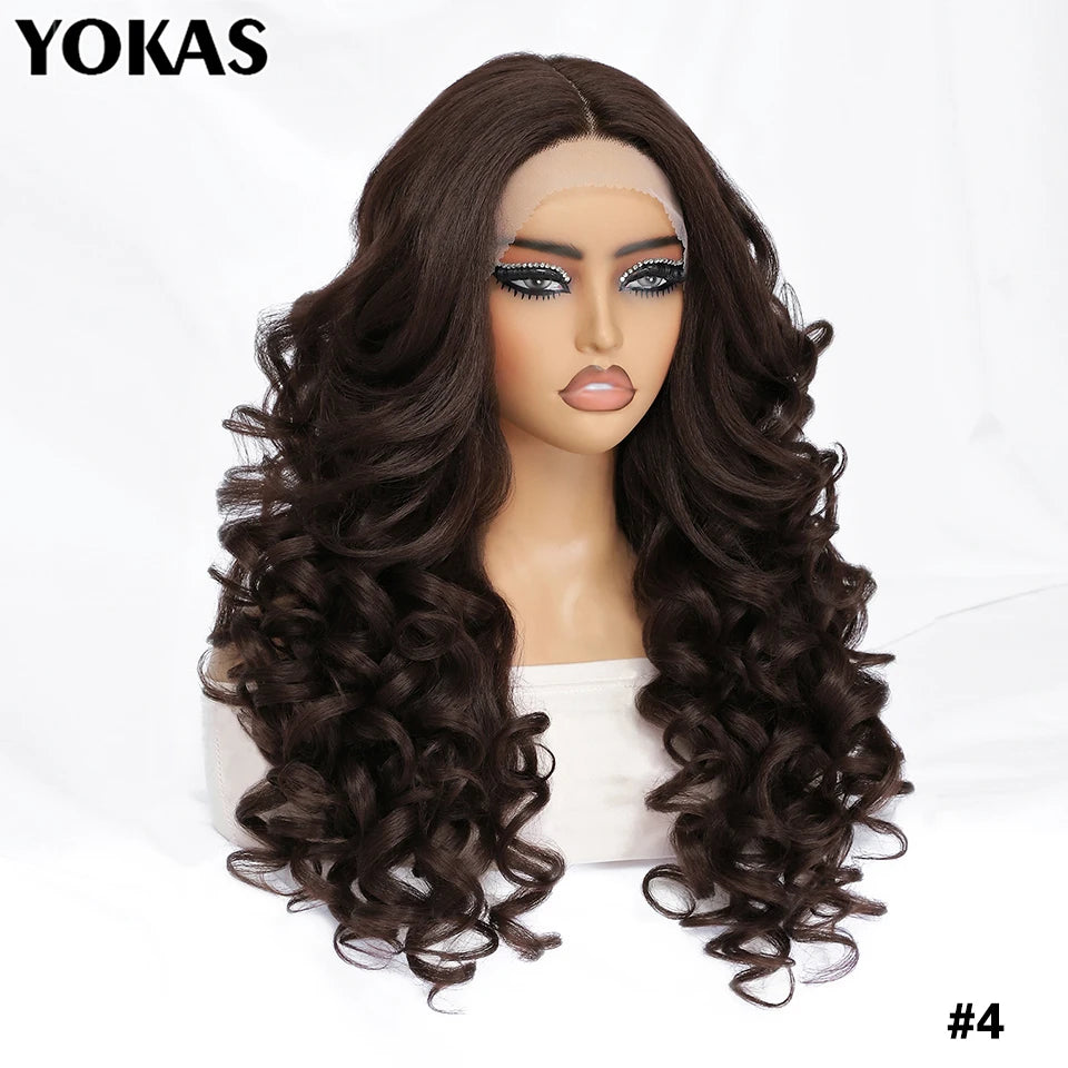 24 Inch Synthetic Lace Front Wigs For Afro Women Curly Afro Lace Front Wigs for Black Women High Temperature Fiber Wigs