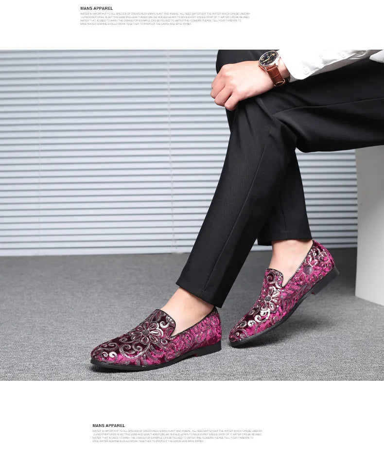 Designer Men's Dress Shoes Luxury Embroidery Men Loafers Italian Brand Wedding Shoes Fashion Party Shoes for Men Oxford Shoe New