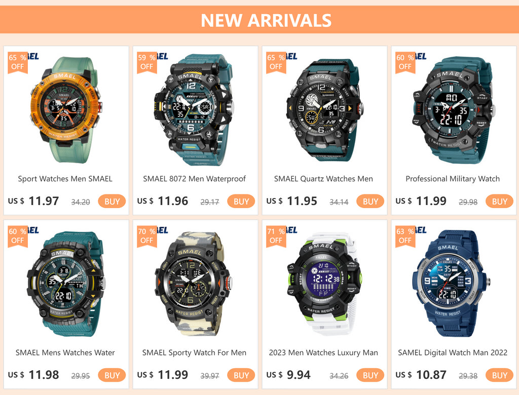 2023 Men Watches Luxury Man Military Watch SMAEL 8050 Waterproof Big Dial Fashion LED Backlight Sport Digital Watch For Men