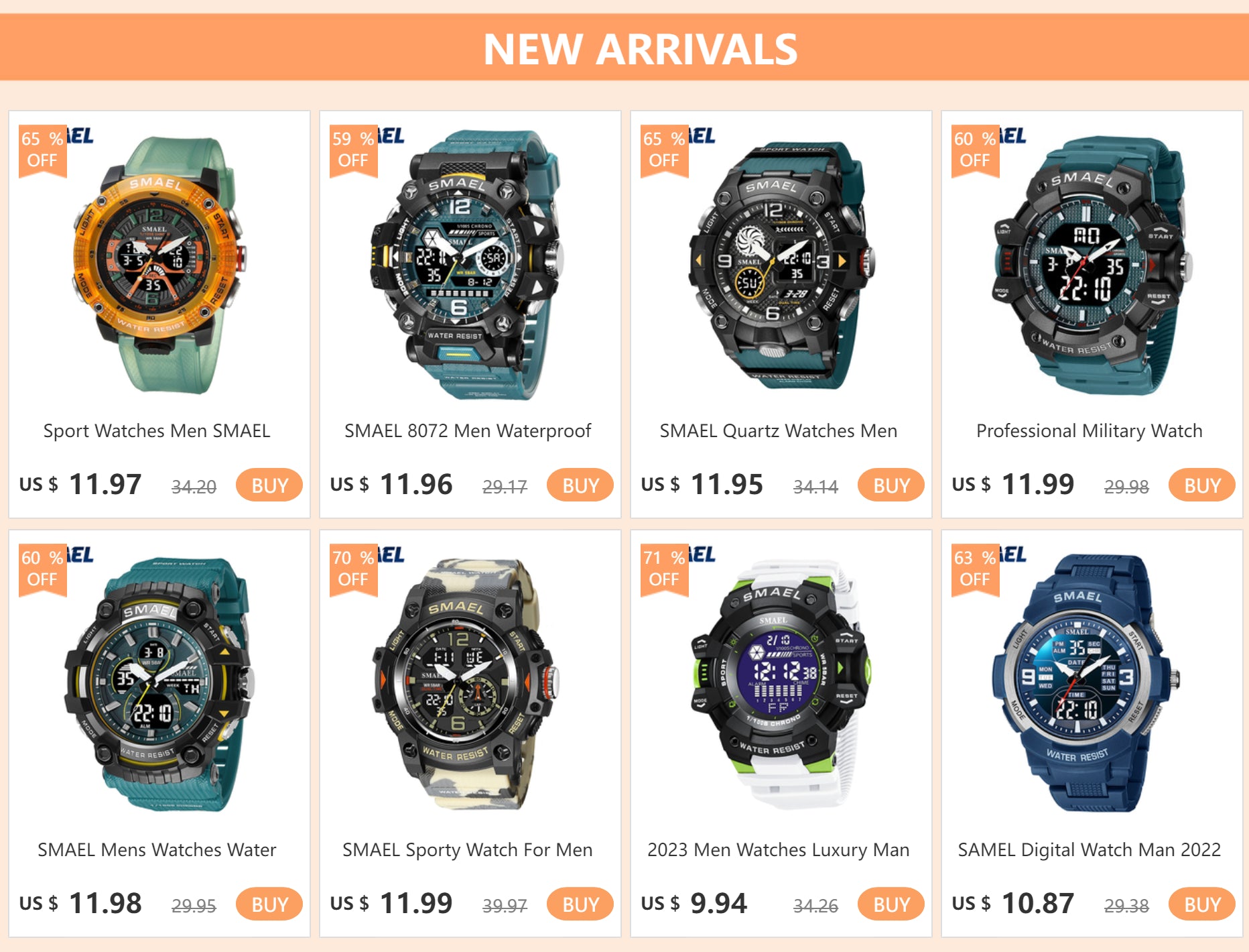 2023 Men Watches Luxury Man Military Watch SMAEL 8050 Waterproof Big Dial Fashion LED Backlight Sport Digital Watch For Men