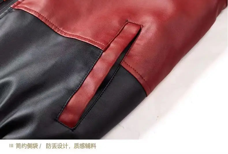 2024 Winter New PU Leather Men's Jackets Winter Fake Fur One Jacket Thickened Warm Turn Collar Coat Men's Padded Leather Jacket