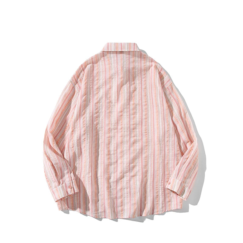 New Striped Long Sleeve Shirt for Men & Women | Trendy Fall Button-Down Shirt | Casual & Office Wear | Lapel Collar Fashion Top