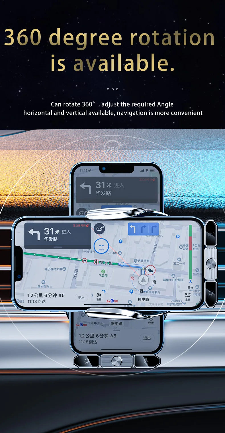 Car Phone Holder Wireless Charger For iPhone 12 13 14 15 Pro Max Sucker For Windshield Dashboard Air Vent Fast Charging Station