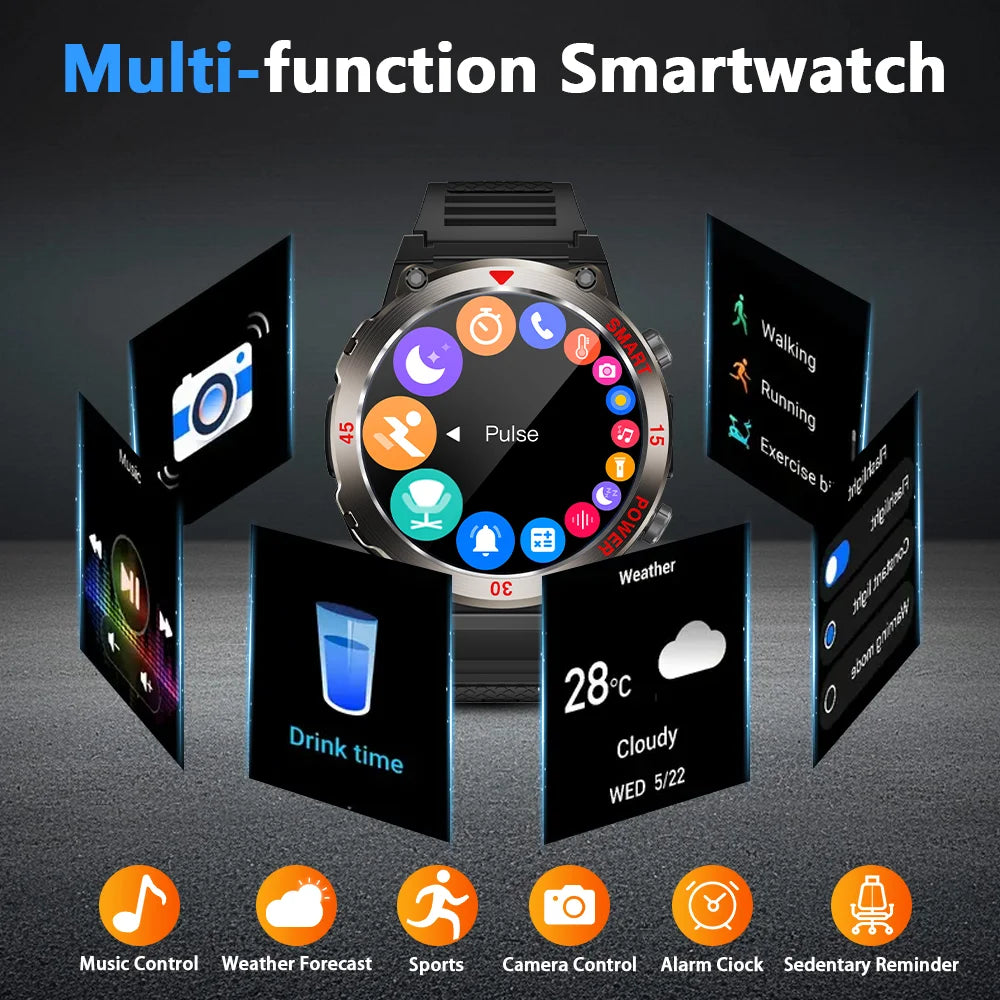 LAXASFIT 2025 New Durable Men's Smart Watch Outdoor Sports LED Flashlight High-Definition Screen Bluetooth Call Smartwatch