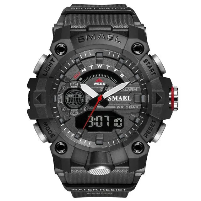 SMAEL Fashion Sport Watches Men Shock Resistant 50M Waterproof Wristwatch LED Alarm Stopwatch Clock Military 8040 Men Watch