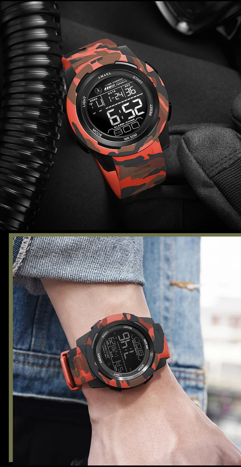 Military Watch Men Sports Watches Digital LED 50M Wateproof 8105C S Shock Resistant Military Watches Amry Men's Wristwatches