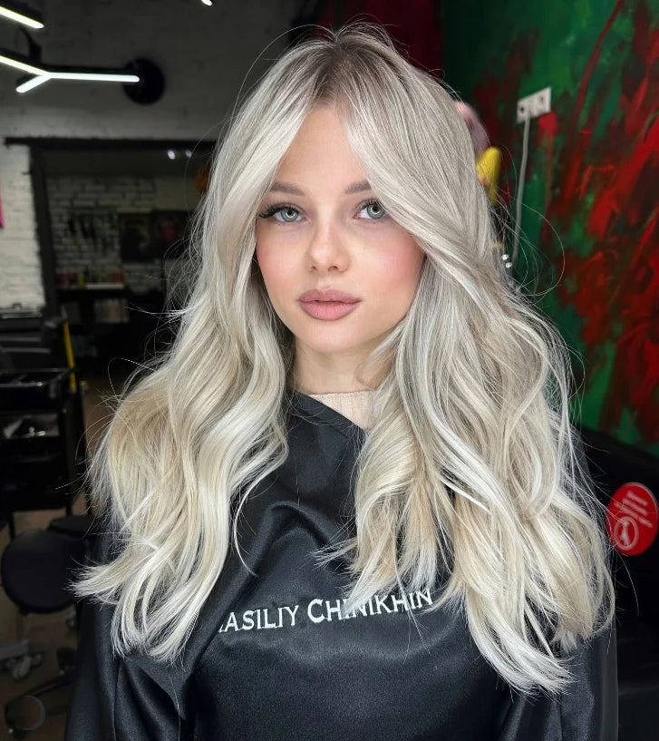 18 Inch Long Wavy Platinum Blonde Wigs Soft Synthetic Wig Natural Wig Blonde Wig Wavy Wig Cosplay Wig Daily Wig Party Wigs Wigs