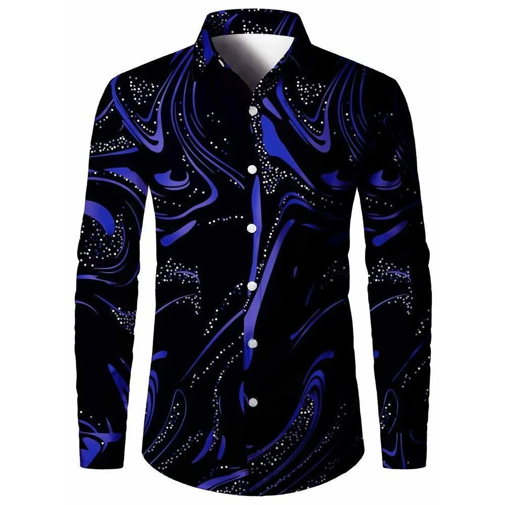 Men's Autumn Long Sve Printed irt Loose Fit Breathable Youthful Sle Casual Wear Comfortable Polyester Fabric