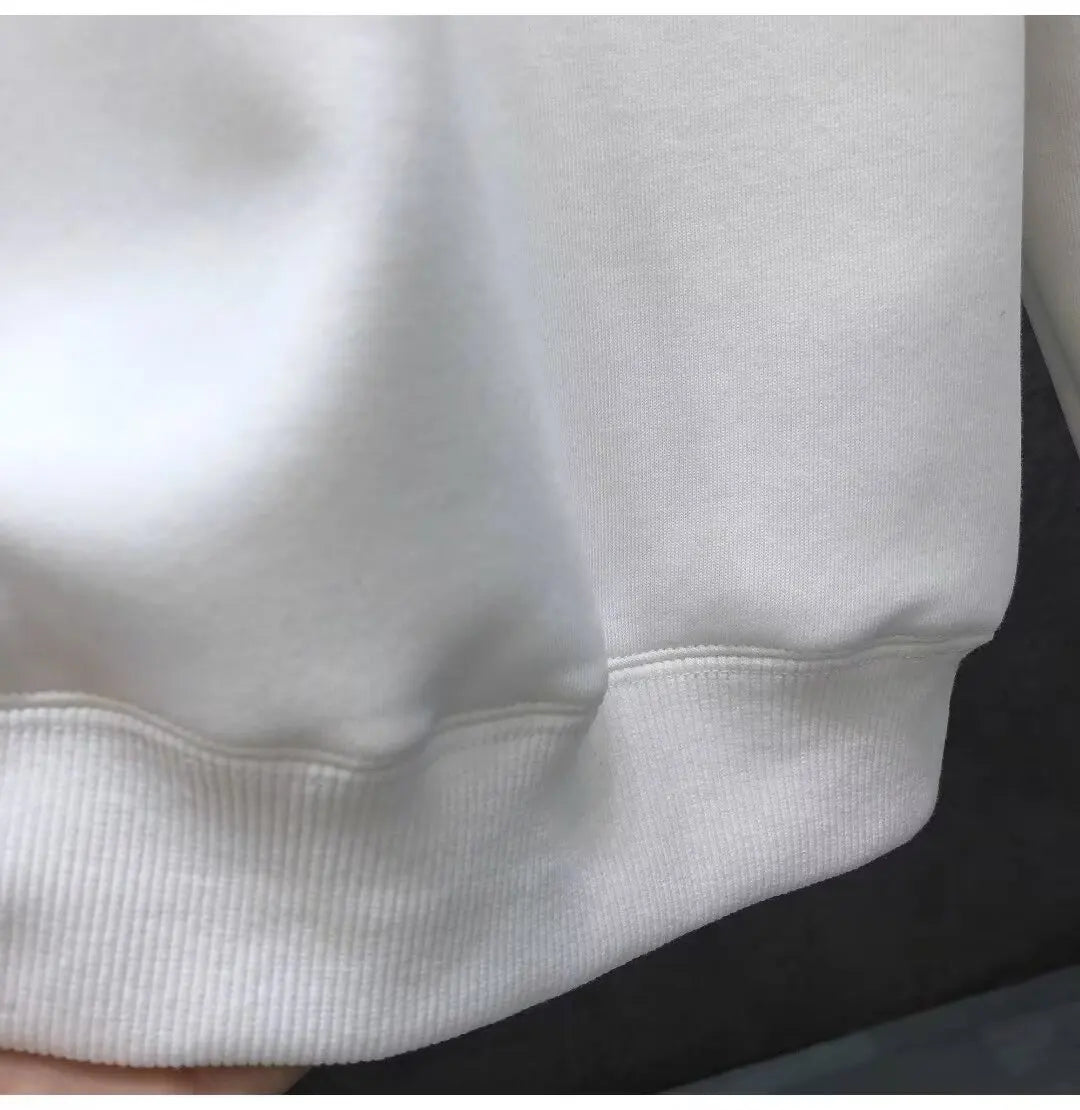 R Winter Men Cotton Sweatshirt Korean Print Warm Long Sleeve T Shirts High Quality Streetwear White O-neck Tee Men Clothing New