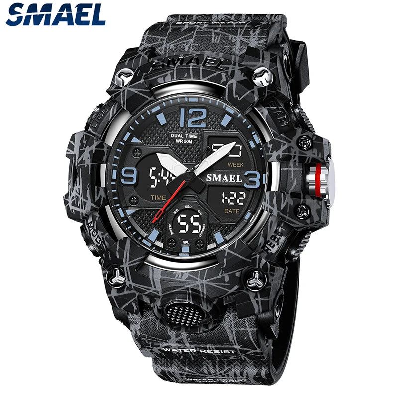 SMAEL Military Watch for men 50M Waterproof Clock Male S Shock 8008 electronics Digital Watches LED Men's Watches Military Army