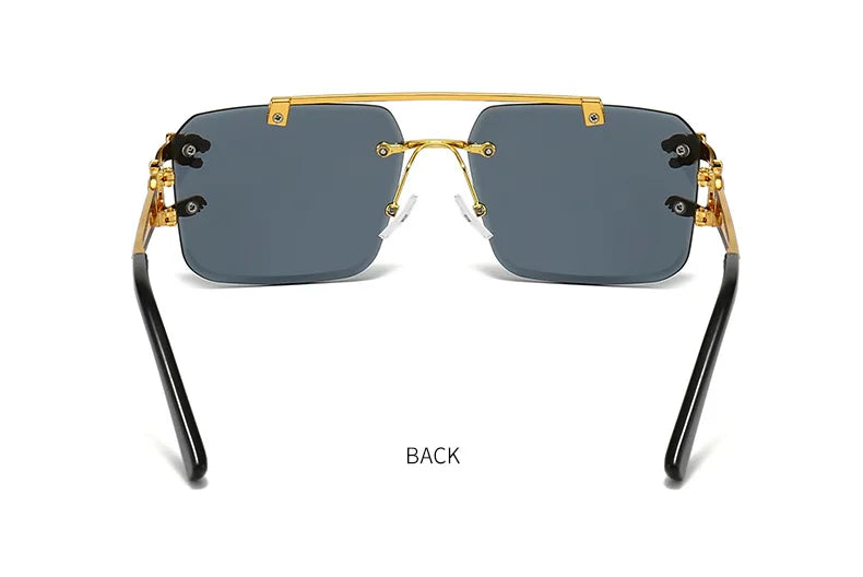KAMMPT Vintage Rimless Sunglasses Men Women Fashion Oversized Square Shades Eyewear New Double Bridge Gradient UV400 Sun Glasses