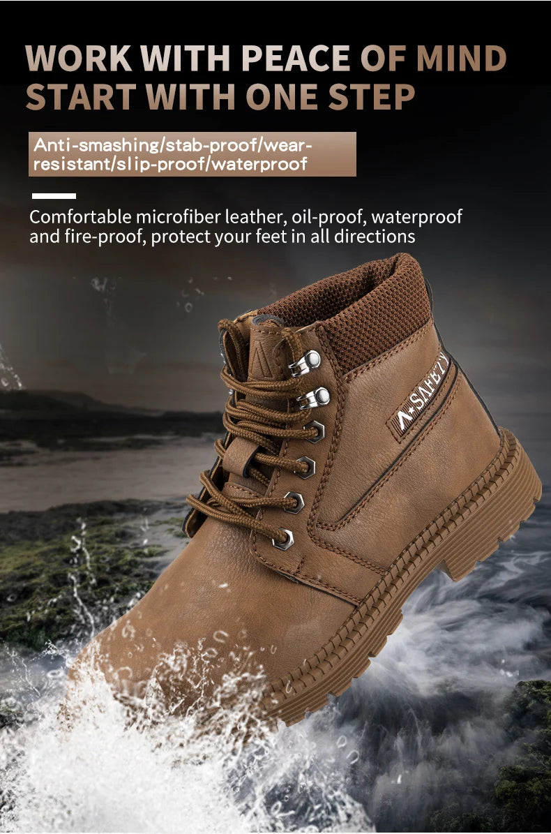 Latest Design Winter Plush Safety Boots Men Waterproof Steel Toe Indestructible Shoes Anti Smashing Puncture Proof Male Footwear