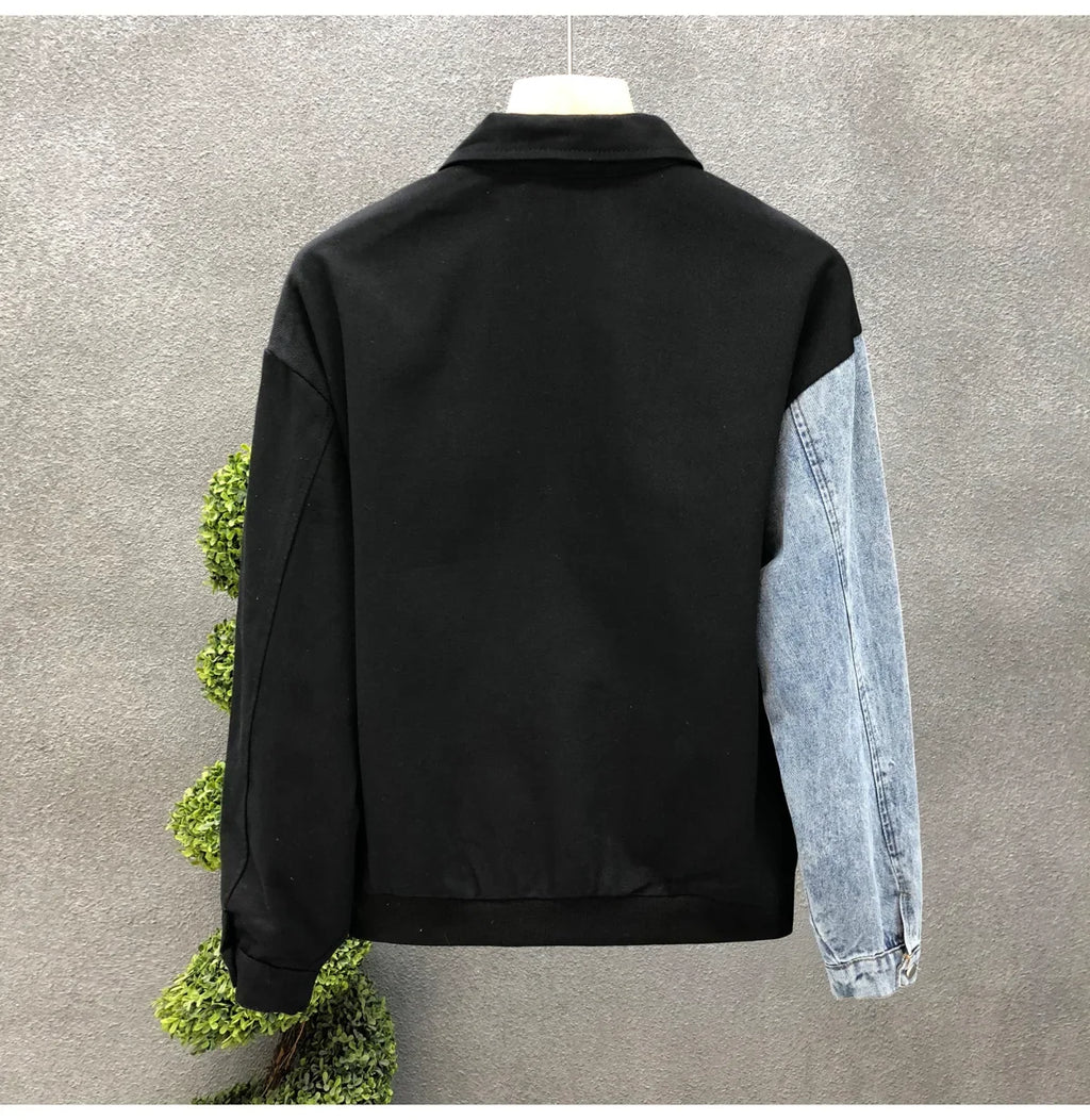 Spring Autumn New Fashion Turn-down Collar Long Sleeve Jackets Men's Clothing Patchwork Button Casual All-match Korean Trend Top