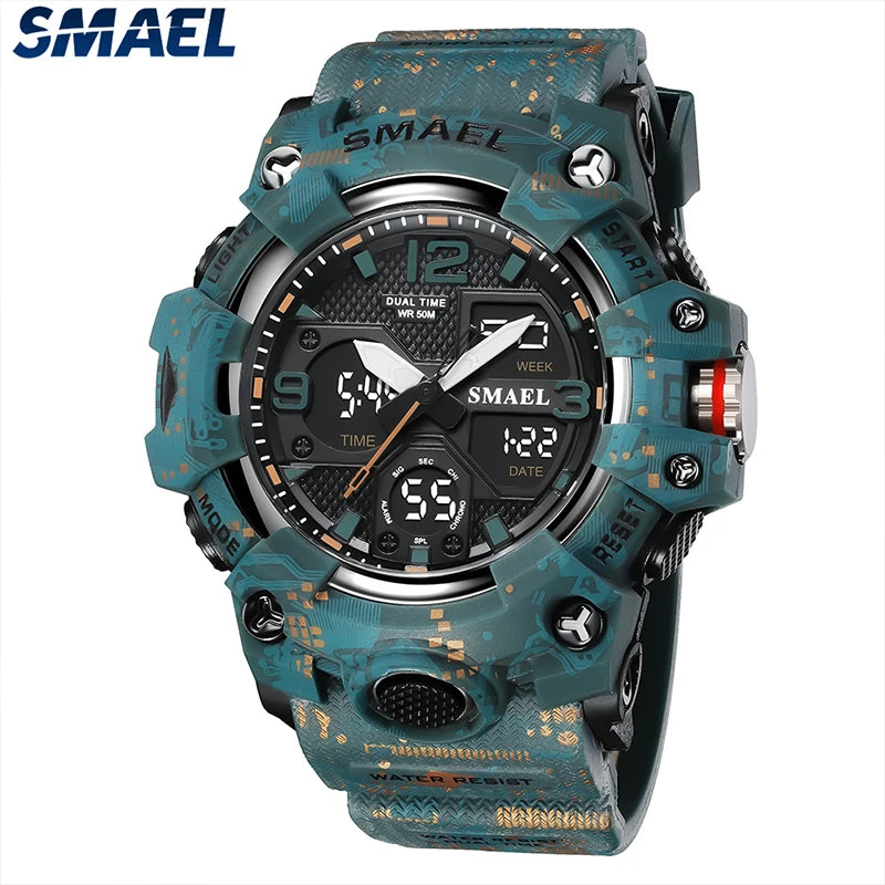 SMAEL Military Watch for men 50M Waterproof Clock Male S Shock 8008 electronics Digital Watches LED Men's Watches Military Army
