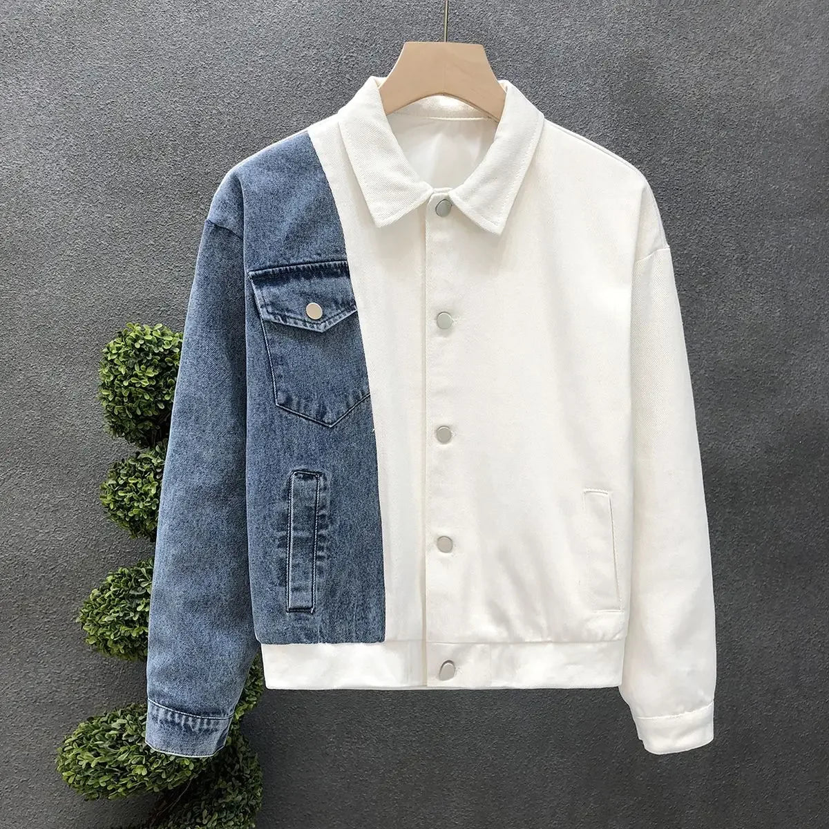 Spring Autumn New Fashion Turn-down Collar Long Sleeve Jackets Men's Clothing Patchwork Button Casual All-match Korean Trend Top