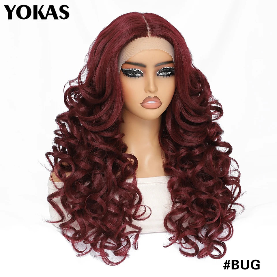 24 Inch Synthetic Lace Front Wigs For Afro Women Curly Afro Lace Front Wigs for Black Women High Temperature Fiber Wigs