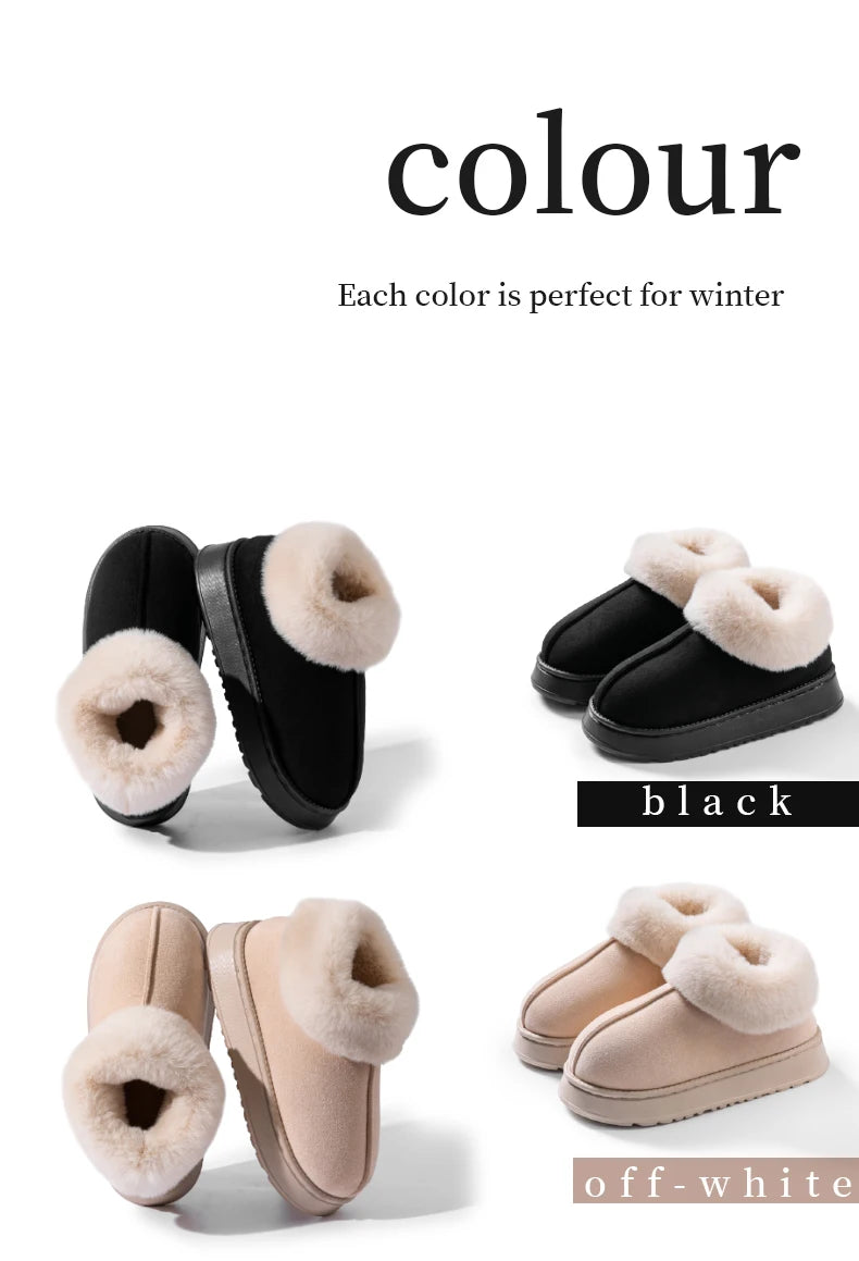 2025 High Quality of  Women's Fashion Snow Boots Fluffy Plush Faux Fur Soft Slippers Winter Indoor Comfortable Home men's Shoes