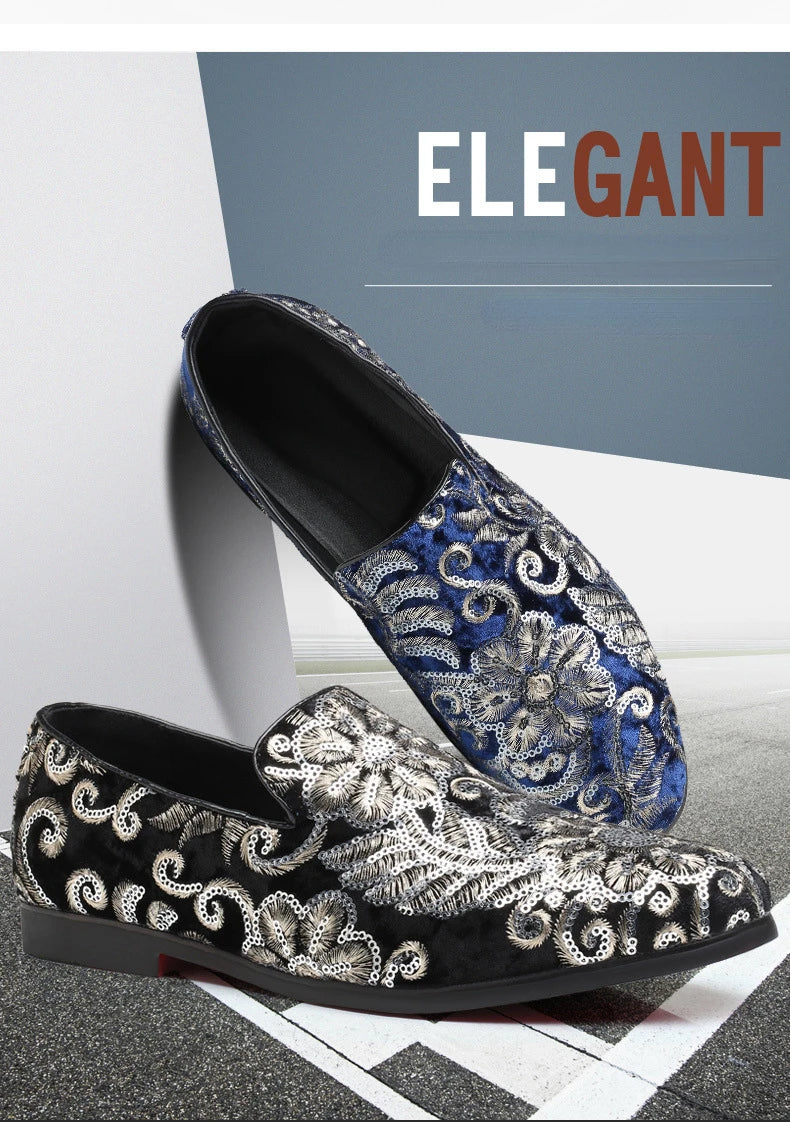 Designer Men's Dress Shoes Luxury Embroidery Men Loafers Italian Brand Wedding Shoes Fashion Party Shoes for Men Oxford Shoe New