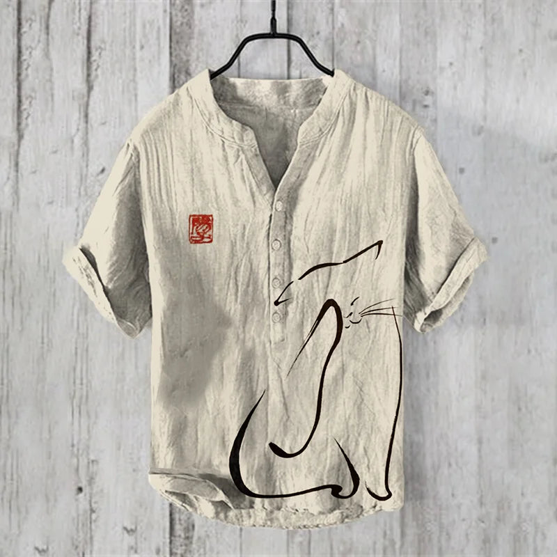 Henry Shirt - Men's Short sleeved T-shirt, Casual Art Printed Shirt, Summer Elegant Fashion Clothing Top, S-5XL