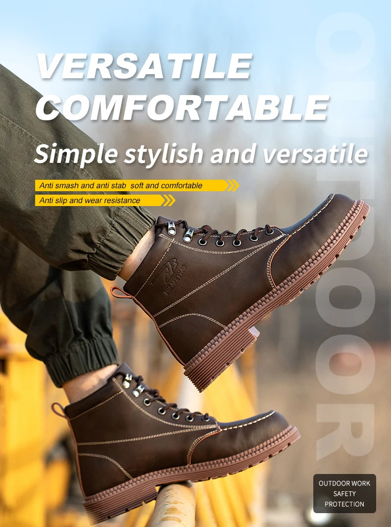 Latest Design Winter Plush Safety Boots Men Waterproof Steel Toe Indestructible Shoes Anti Smashing Puncture Proof Male Footwear