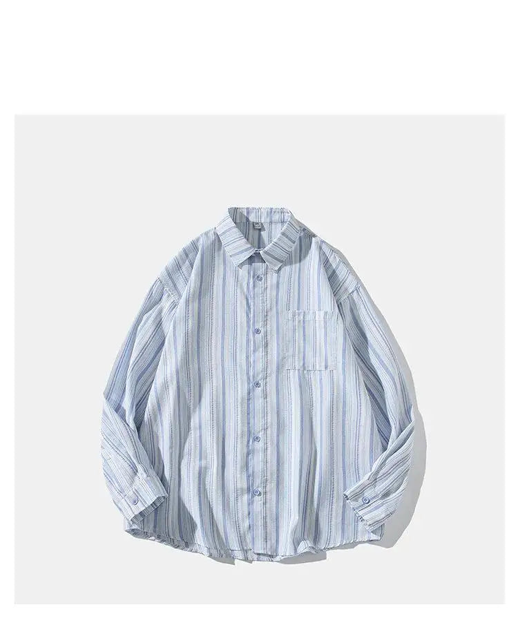 New Striped Long Sleeve Shirt for Men & Women | Trendy Fall Button-Down Shirt | Casual & Office Wear | Lapel Collar Fashion Top