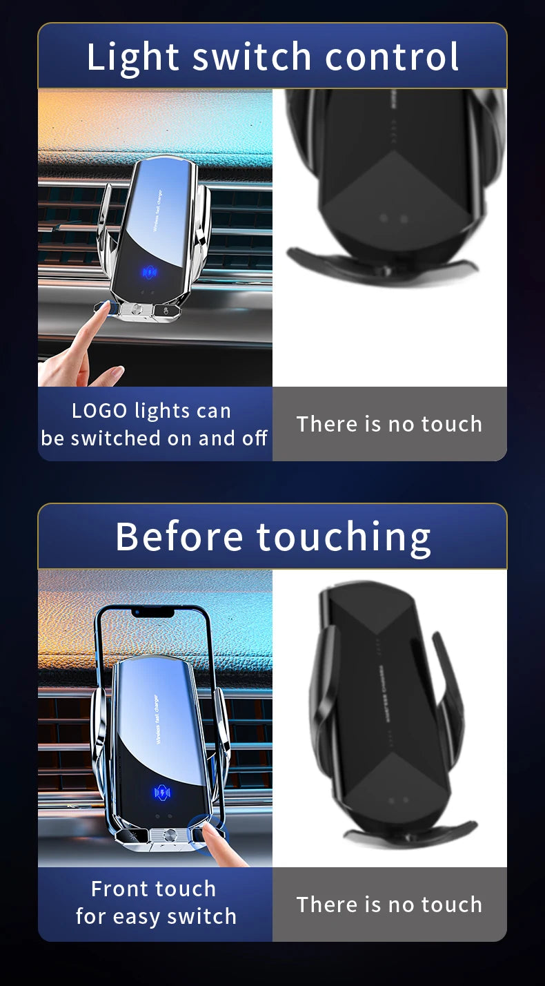 Car Phone Holder Wireless Charger For iPhone 12 13 14 15 Pro Max Sucker For Windshield Dashboard Air Vent Fast Charging Station