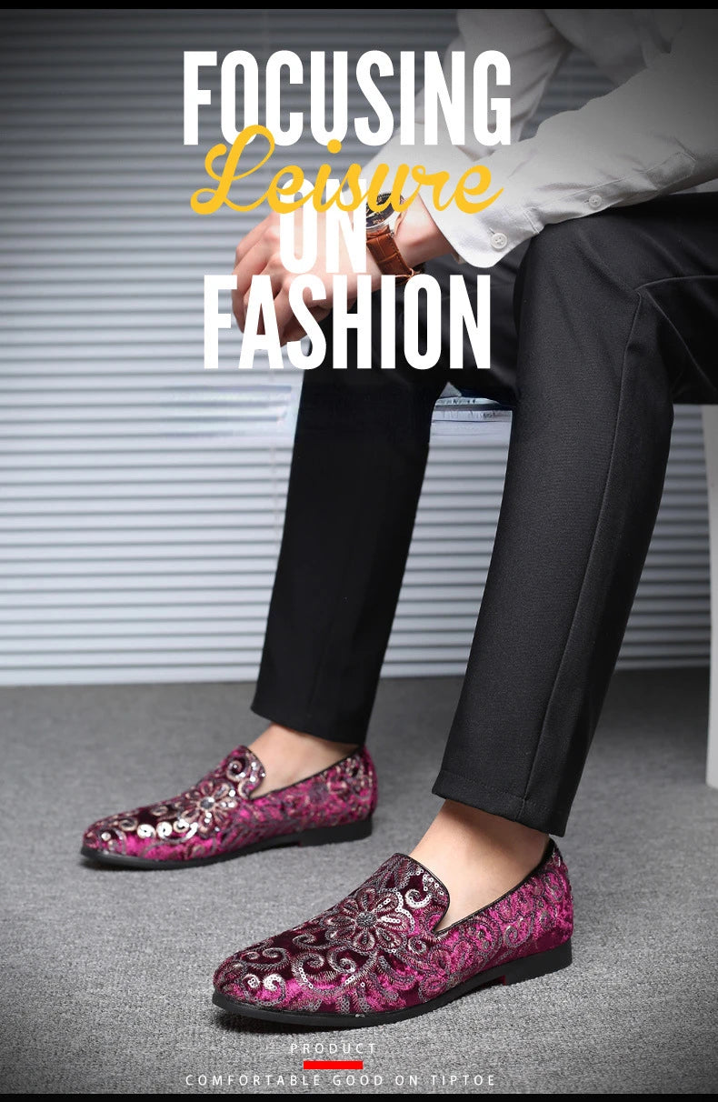 Designer Men's Dress Shoes Luxury Embroidery Men Loafers Italian Brand Wedding Shoes Fashion Party Shoes for Men Oxford Shoe New