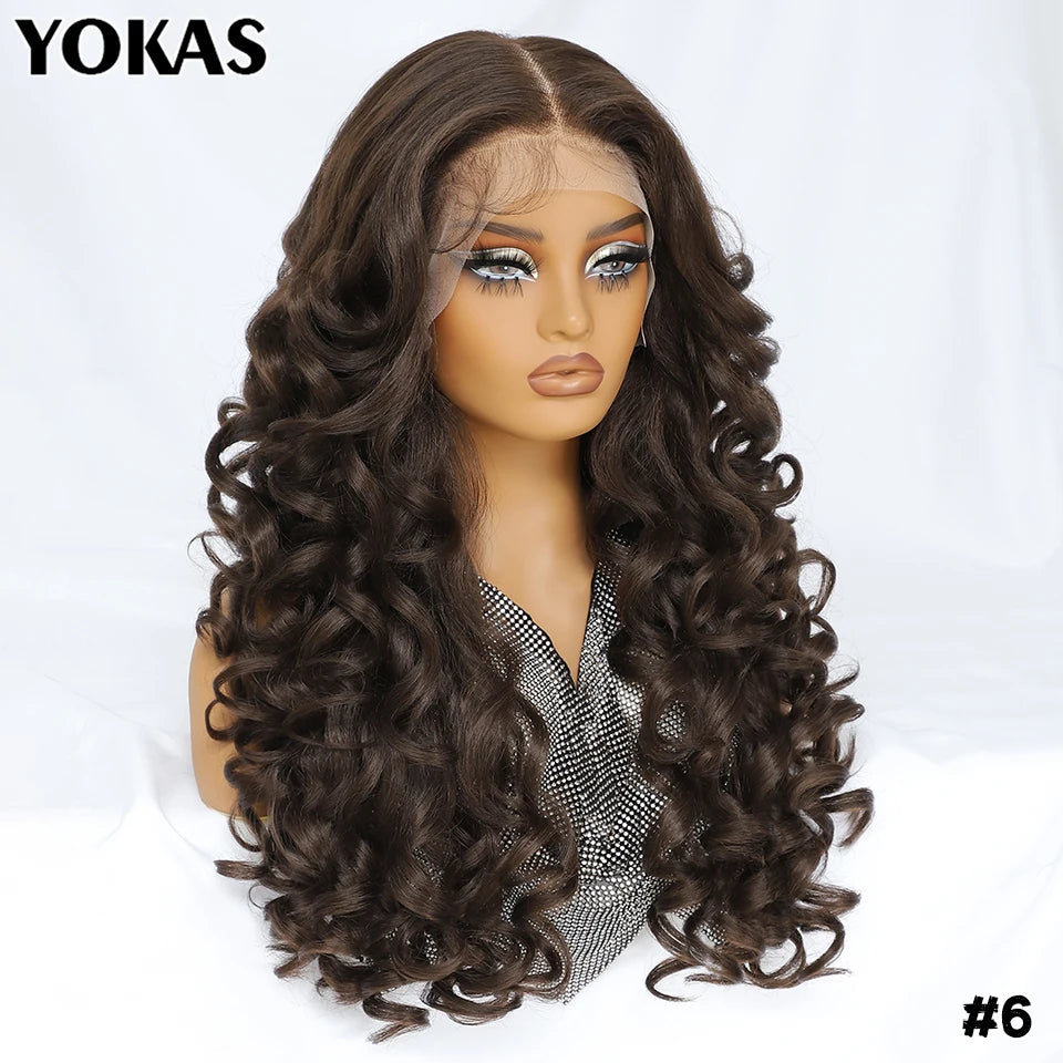 24 Inch Synthetic Lace Front Wigs For Afro Women Curly Afro Lace Front Wigs for Black Women High Temperature Fiber Wigs