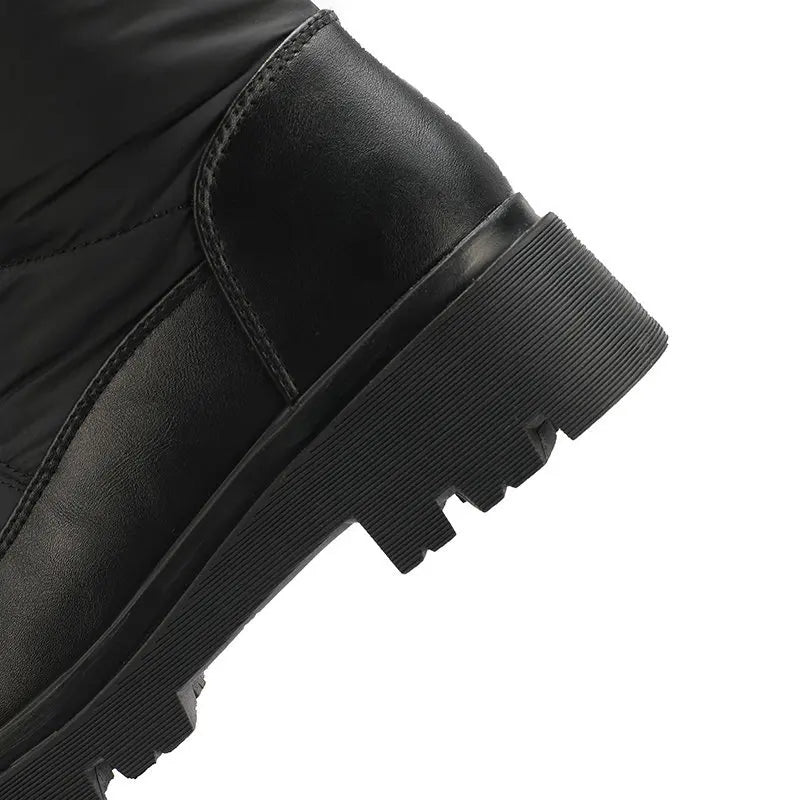 Warm Snow Boots Winter Thick Fleece Lining Women Shoes Waterproof Down Cotton Knee Length Long Boots Lace Up Warm Cotton Shoes
