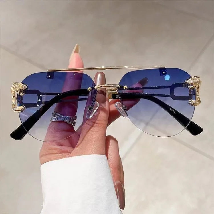 Rimless Vintage Sunglasses for Women Luxury Oversized Fashion Glasses Pilot Gradient Outdoor Shades Sun Glasses Gafas De Sol