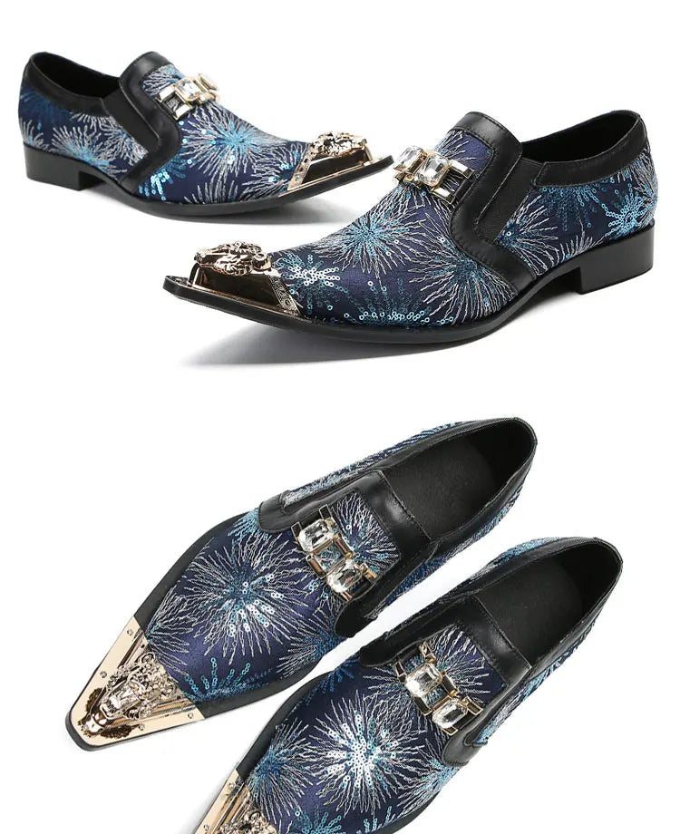 COOGERLOVE Luxury Business Men Dress Shoes Handmade Genuine Leather Slip On Italian Wedding Flats Oxfords Shoes For Men Sapatos