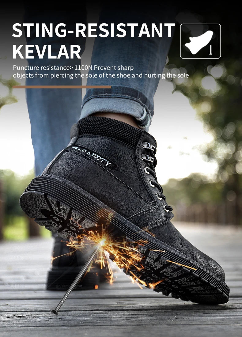 Latest Design Winter Plush Safety Boots Men Waterproof Steel Toe Indestructible Shoes Anti Smashing Puncture Proof Male Footwear