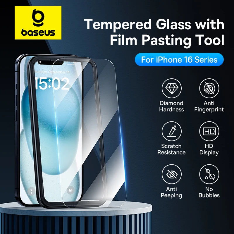 Baseus Tempered Glass for iPhone 17 16 Pro Max Screen Protector for iPhone 15 14 13 12 11 Pro Max Clear Edge Anti-Peeping Film