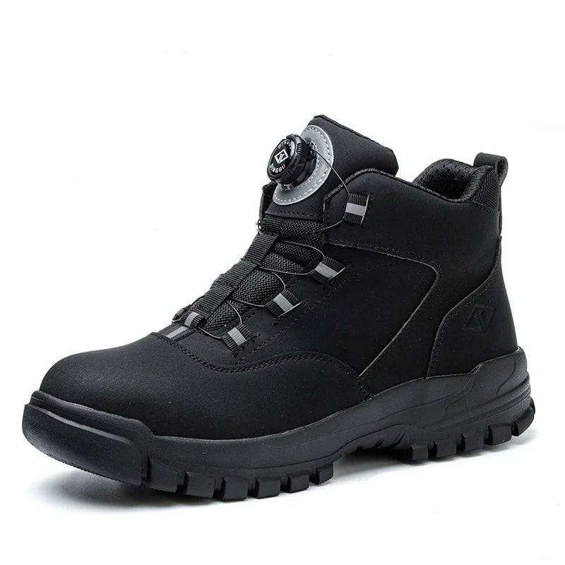Rotating Buttons Safety Shoes Men Waterproof Work Boots Anti-smash Anti-puncture Protective Autumn Winter light Work Shoes