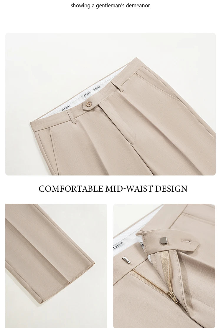 ST Cassy slim fitting Men's Suit thin version Classic Fit Single Breasted Multiple pockets Solid Color Casual Business