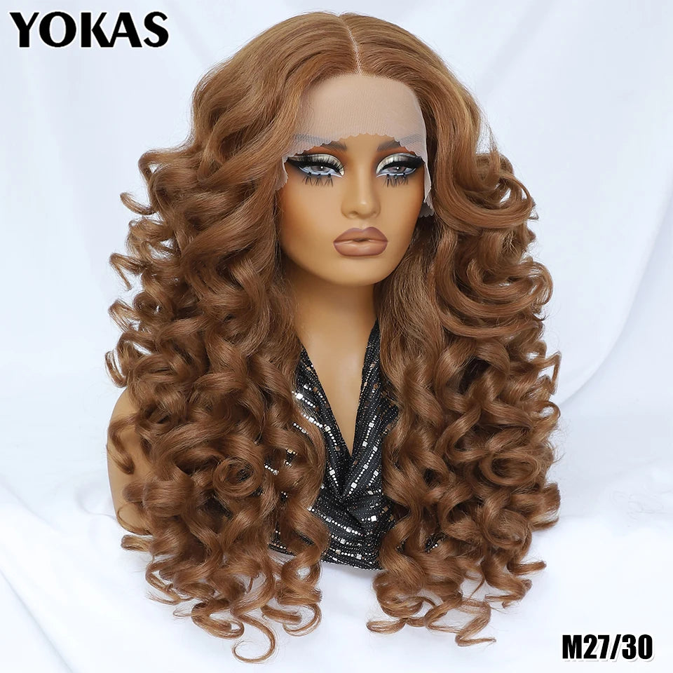 24 Inch Synthetic Lace Front Wigs For Afro Women Curly Afro Lace Front Wigs for Black Women High Temperature Fiber Wigs