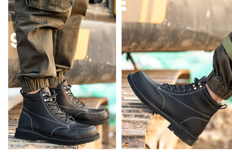 Latest Design Winter Plush Safety Boots Men Waterproof Steel Toe Indestructible Shoes Anti Smashing Puncture Proof Male Footwear