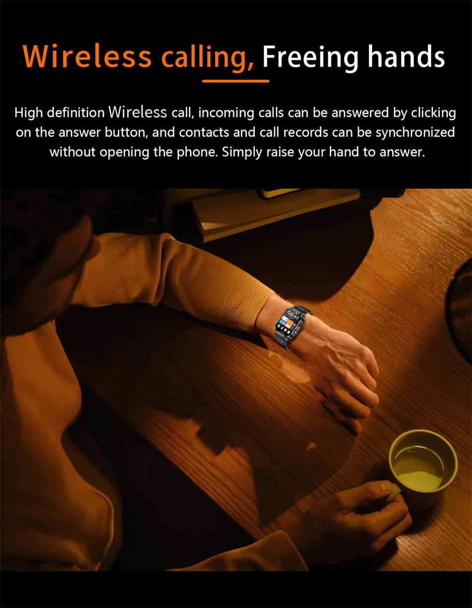 2025 New Professional Sports Smart Watch Men 2.01'' Large Screen Bluetooth Call Watches Flashlight Waterproof Outdoor Smartwatch