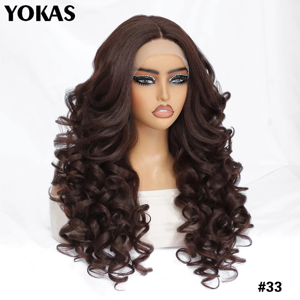 24 Inch Synthetic Lace Front Wigs For Afro Women Curly Afro Lace Front Wigs for Black Women High Temperature Fiber Wigs
