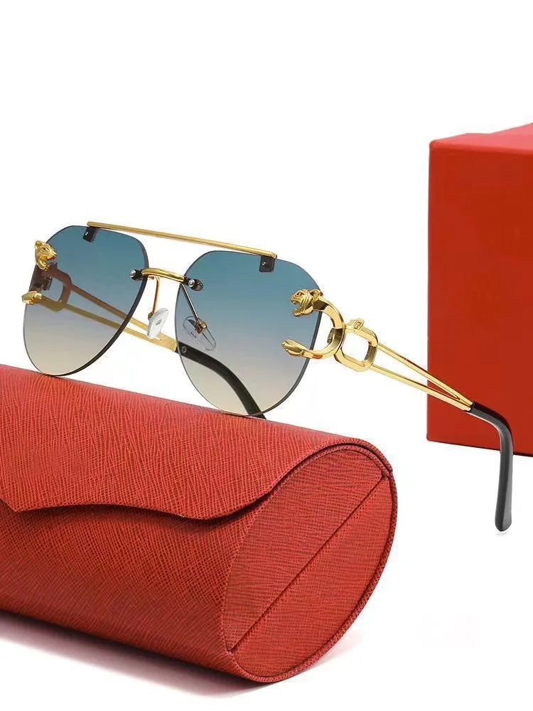 Rimless Vintage Sunglasses for Women Luxury Oversized Fashion Glasses Pilot Gradient Outdoor Shades Sun Glasses Gafas De Sol